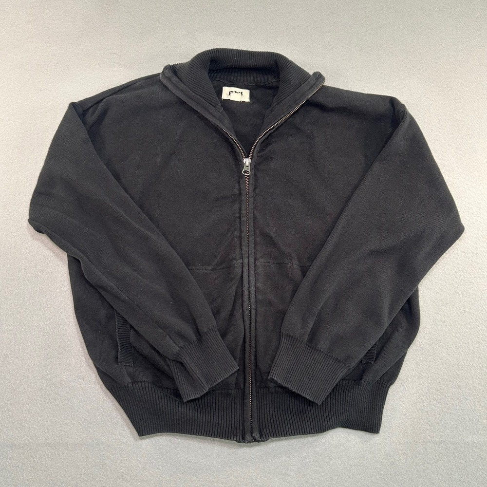 Pact Full Zip Cardigan Women Small Black‎ 100% Organic Cotton Mock Neck Sweater